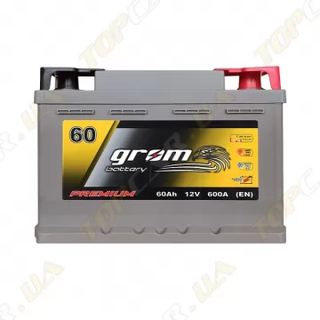 Акумулятор автомобільний Grom Battery 60Ah R+ 600A (EN) низькобазовий