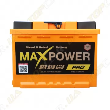 Автомобільний акумулятор MaxPower 65Ah R+ 640A PRO