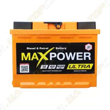 Автомобільний акумулятор MaxPower 60Ah L+ 600A Ultra