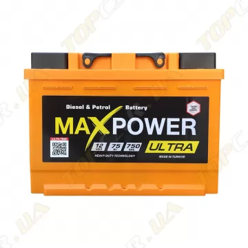 Автомобільний акумулятор MaxPower 75Ah R+ 750A Ultra