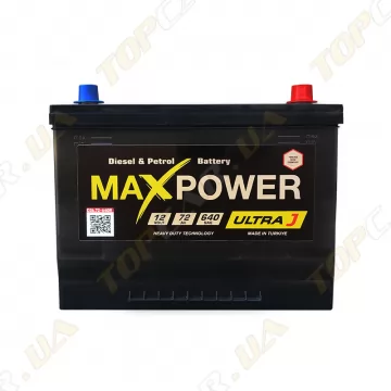 Автомобільний акумулятор MaxPower 72Ah JR+ 640A Ultra